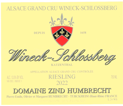 TABC label artwork for Domaine Zind-Humbrecht Riesling Grand Cru Wineck-Schlossberg