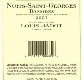 TABC label artwork for Louis Jadot Nuits-St.-Georges Les Damodes