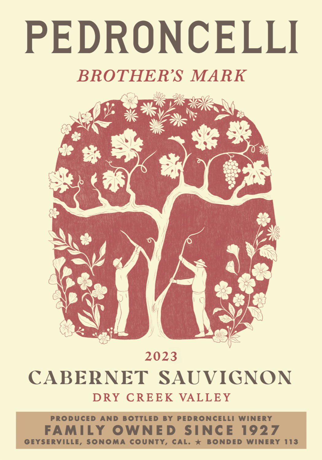 TABC label artwork for Pedroncelli Brothers Mark Cabernet Sauvignon 2023