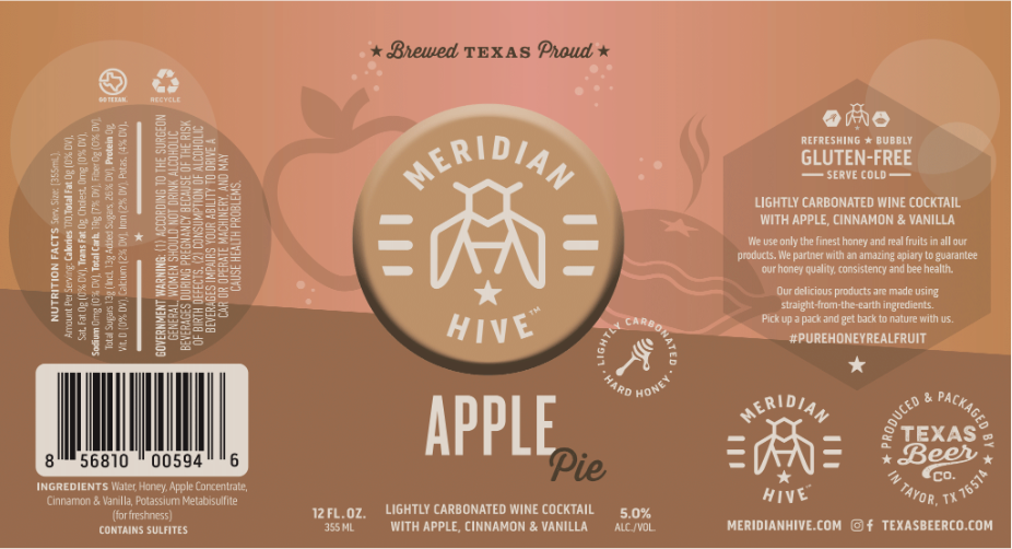 TABC label artwork for Meridian Hive Apple Pie