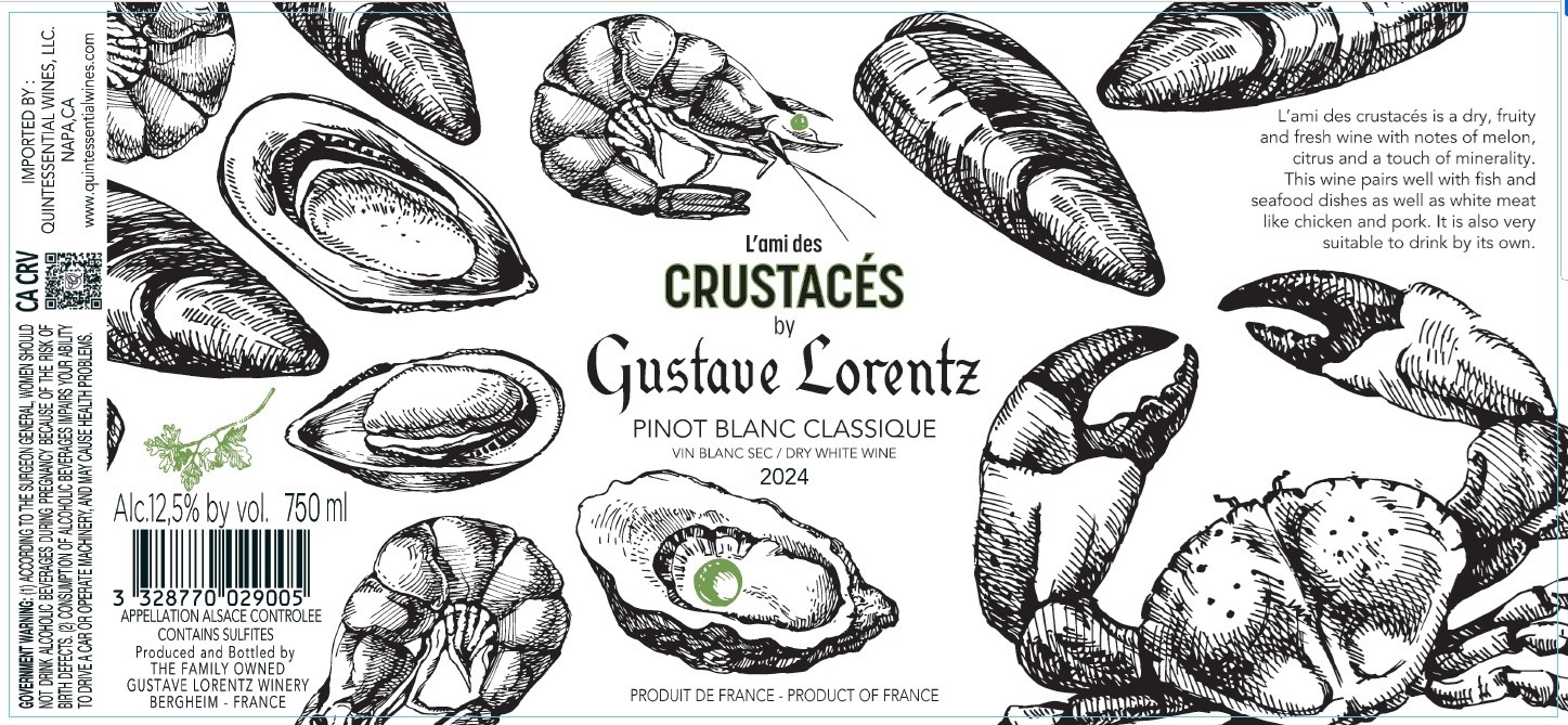 TABC label artwork for Gustave Lorentz Crustaces Pinot Blanc Alsace