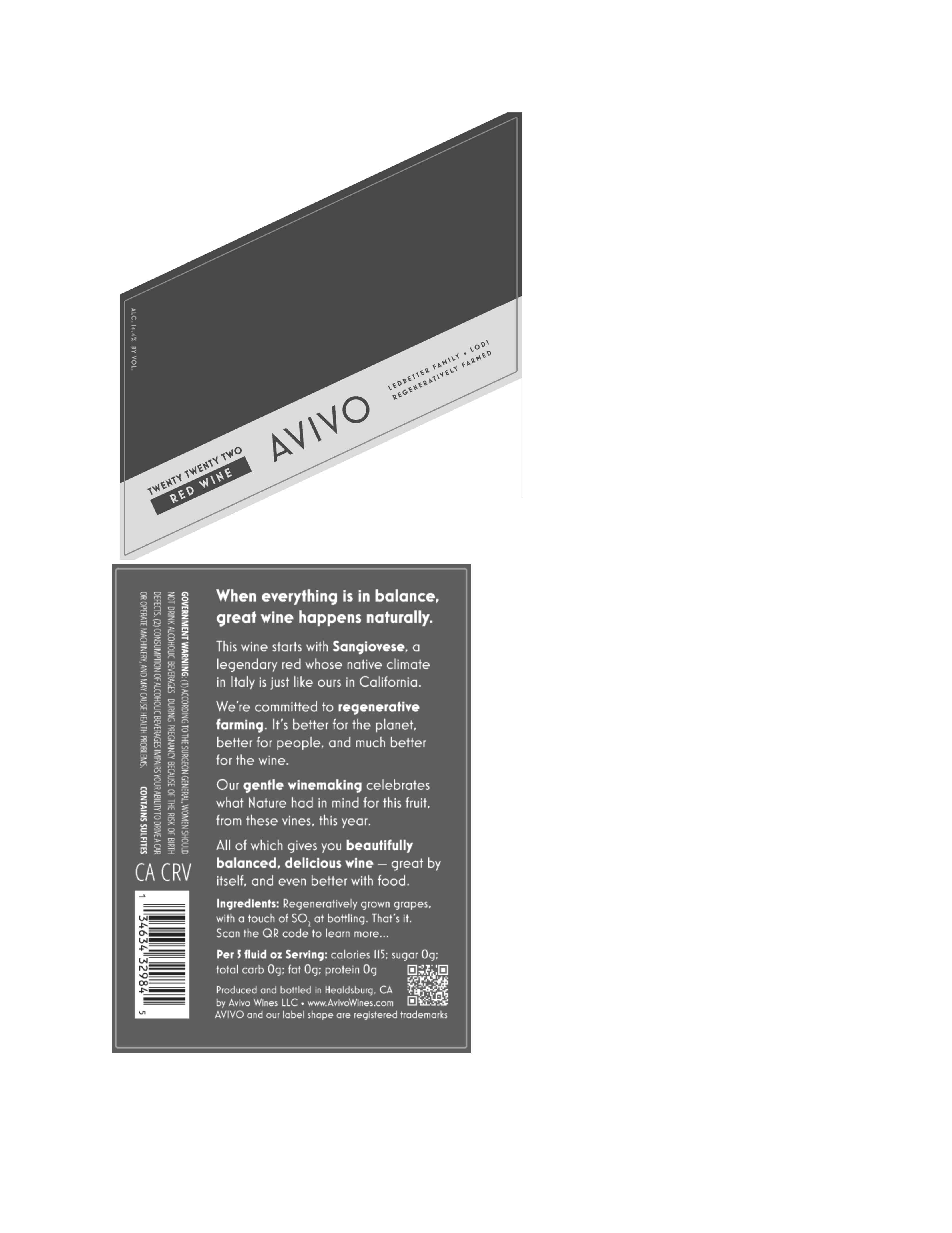 TABC label artwork for Avivo Red Wine, Lodi