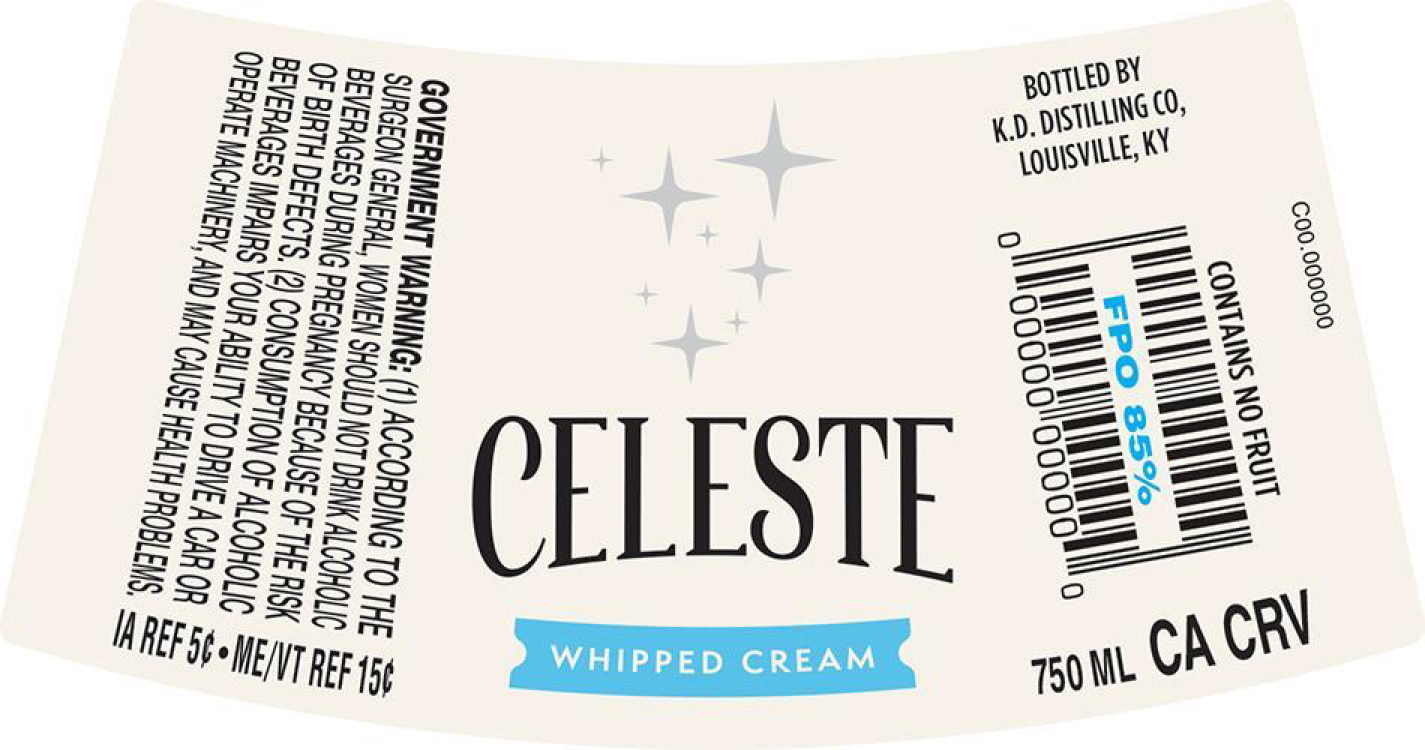 TABC label artwork for Celeste Whipped Cream Vodka