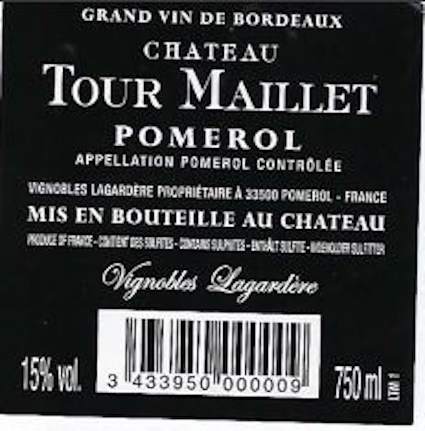 TABC label artwork for CHATEAU TOUR MAILLET