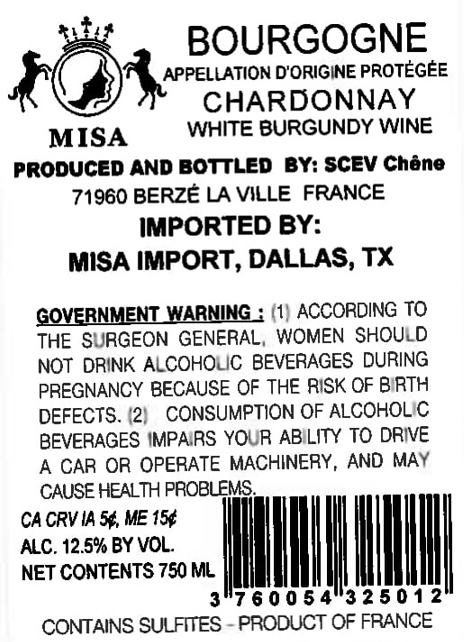 TABC label artwork for DOMAINE DE LA BELOUSE CHARDONNAY