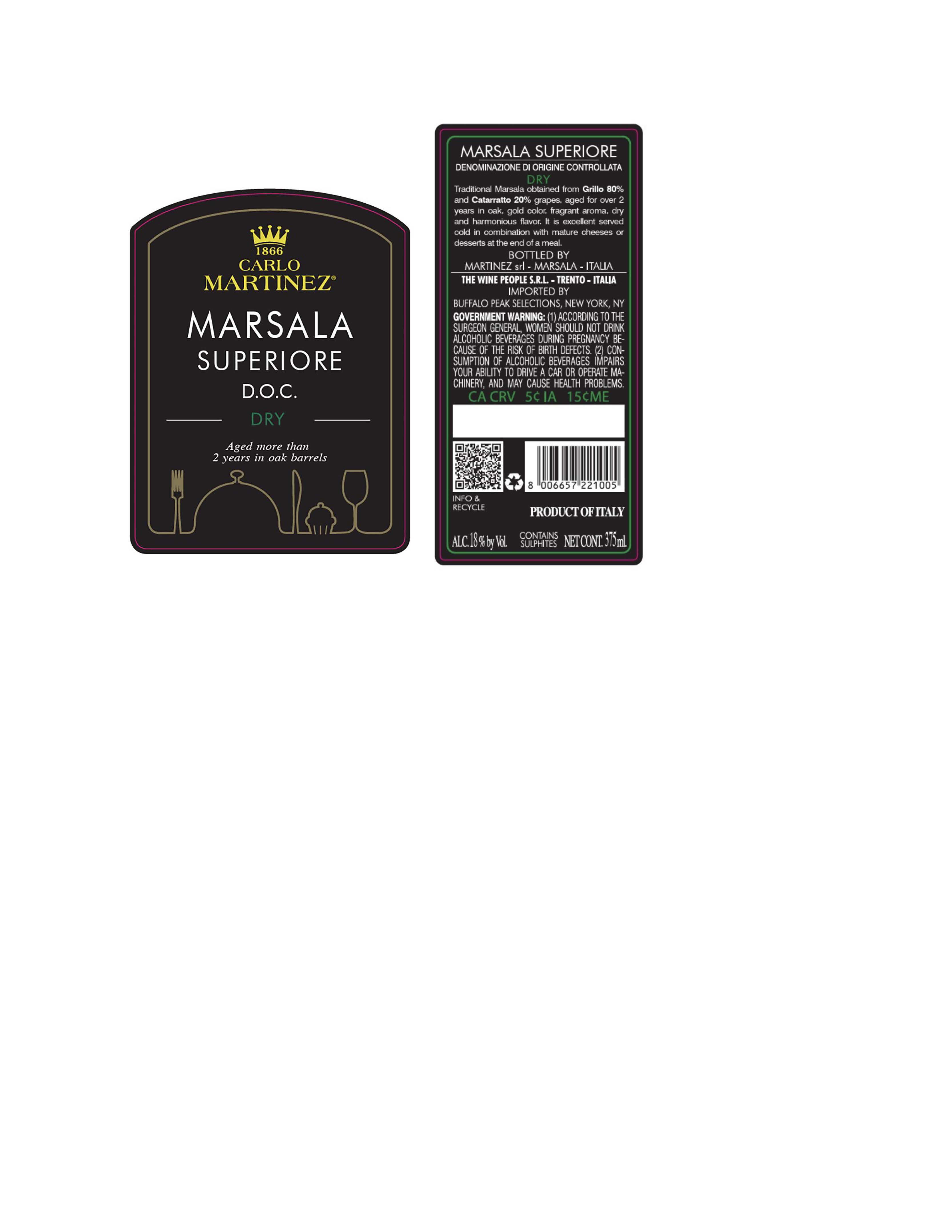 TABC label artwork for Carlo Martinez Marsala Superiore DOC Dry