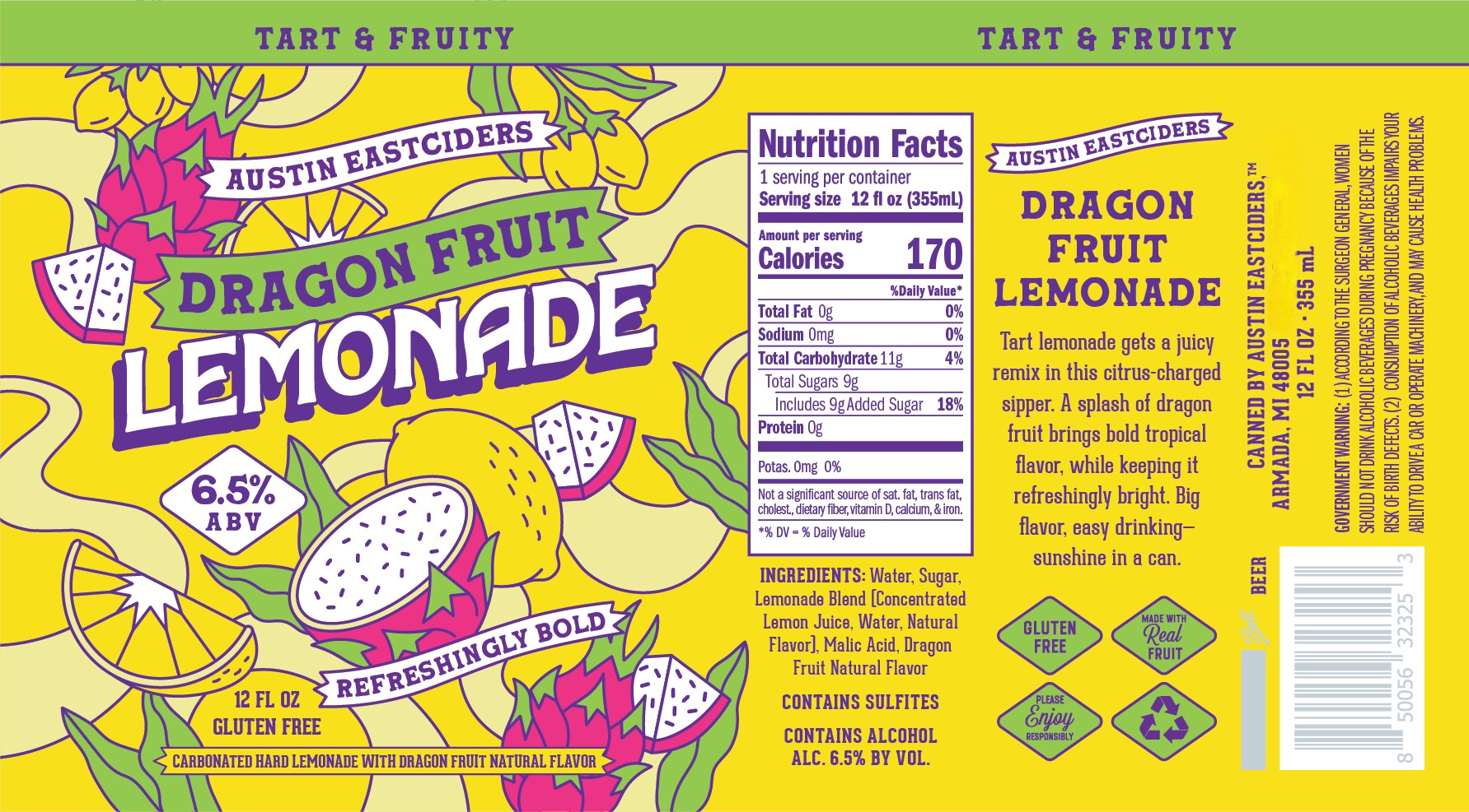 TABC label artwork for Dragon Fruit Lemonade