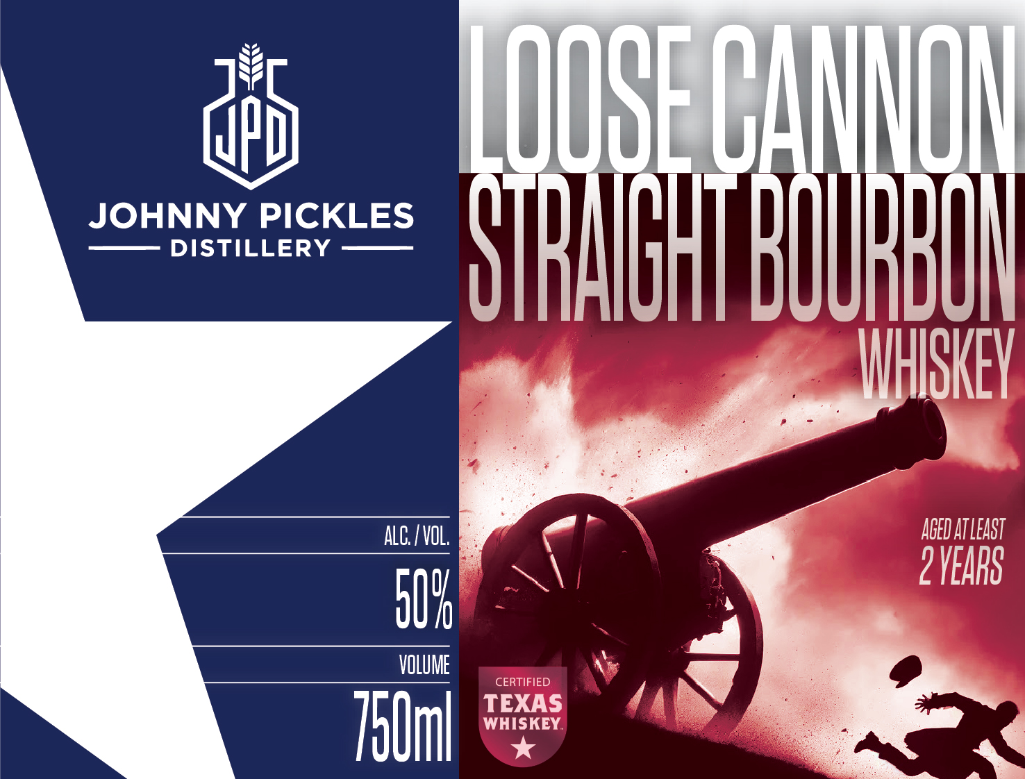 TABC label artwork for JOHNNY PICKLES DISTILLERY LOOSE CANNON STRAIGHT BOURBON WHISKEY