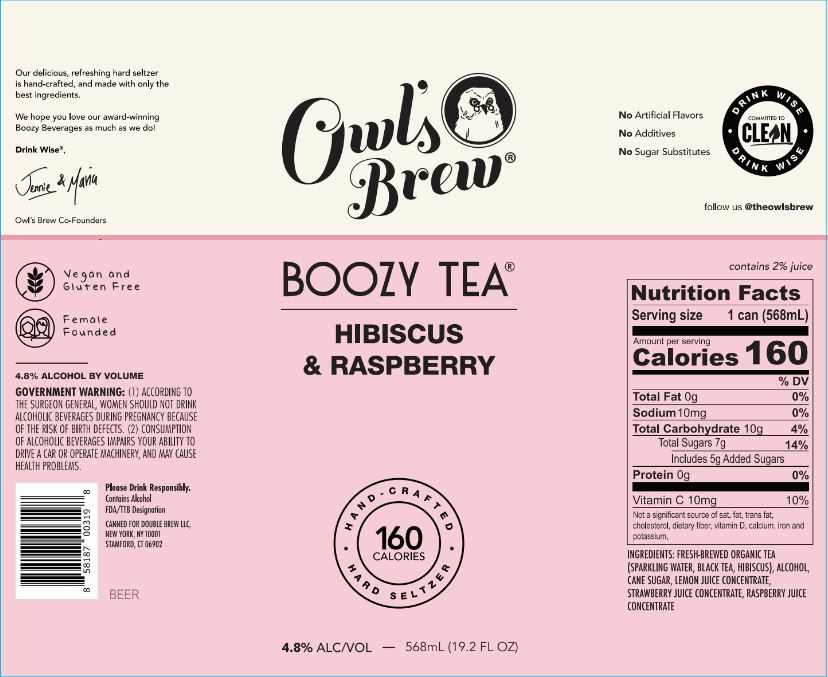 TABC label artwork for Owl's Brew Boozy Tea Hibiscus & Raspberry