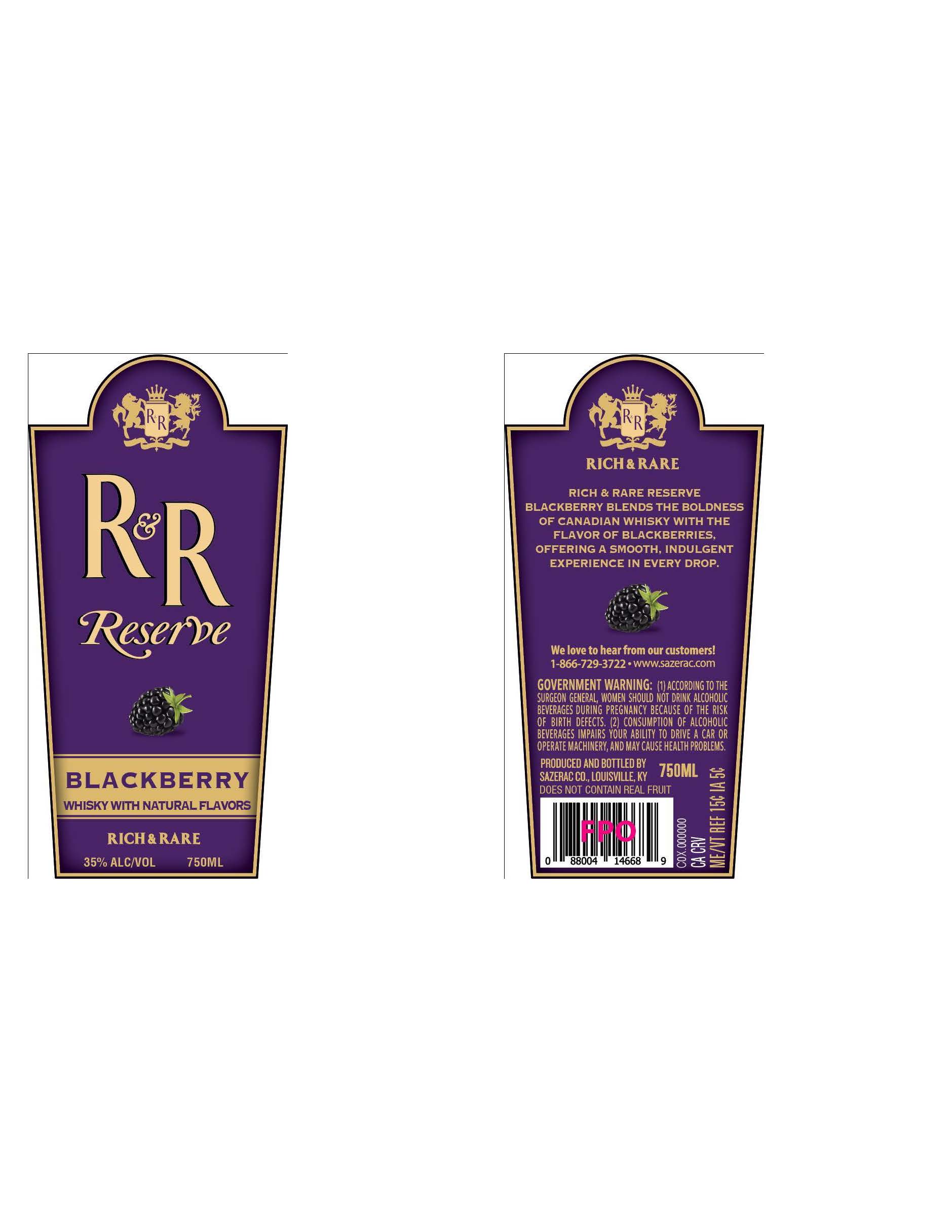 TABC label artwork for Rich & Rare Reserve Blackberry 750ml