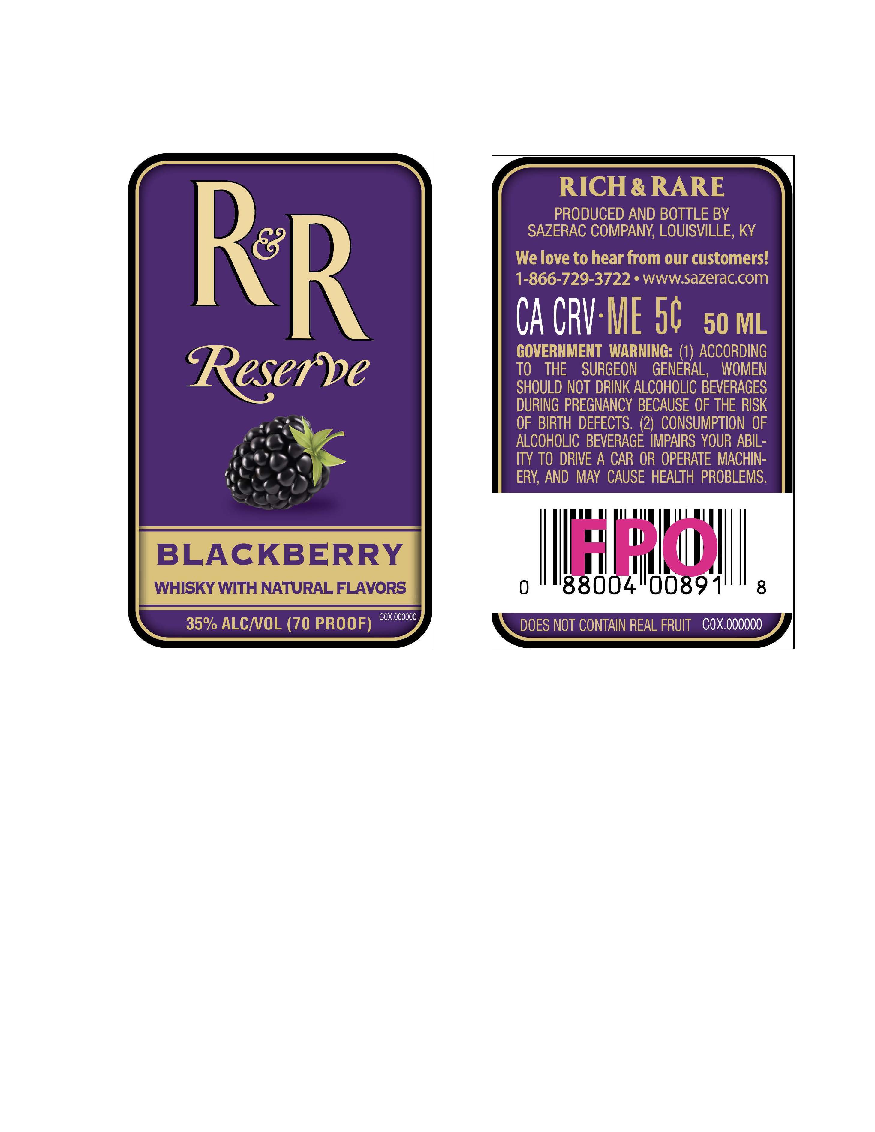 TABC label artwork for Rich & Rare Reserve Blackberry 50ml