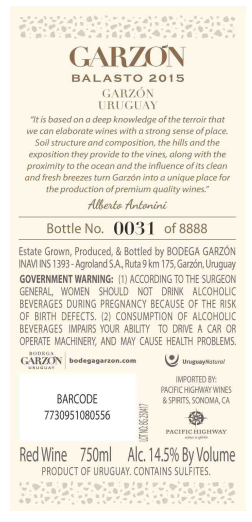 TABC label artwork for Garzon