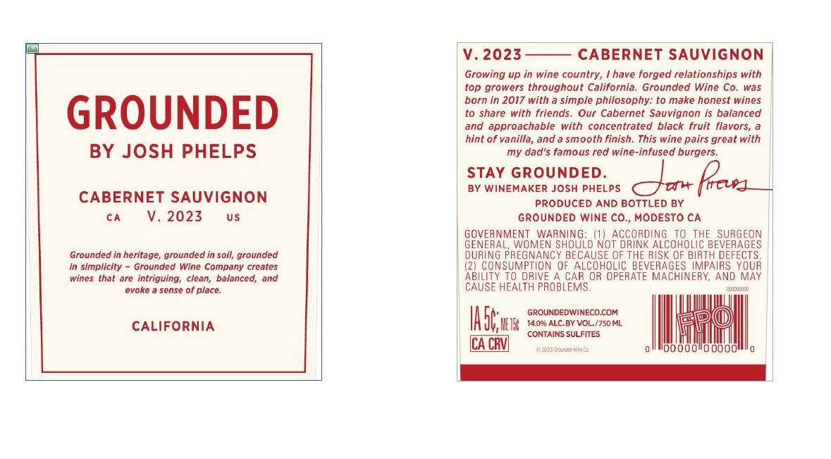 TABC label artwork for Grounded Cabernet Sauvignon California