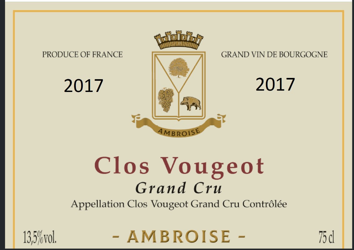 TABC label artwork for AMBROISE Clos Vougeot Grand Cru Red Wine 2022