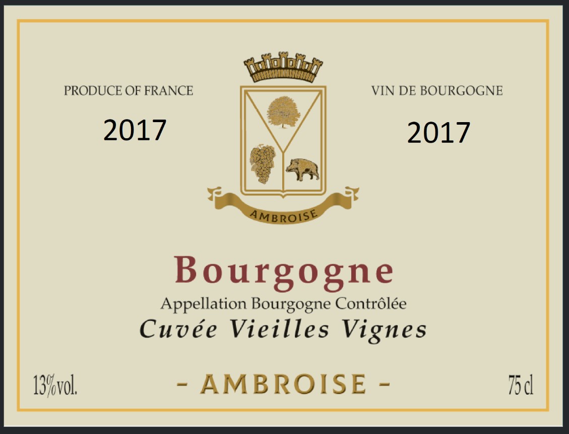 TABC label artwork for AMBROISE Bourgogne Cuvee Vieilles Vignes Red 2022