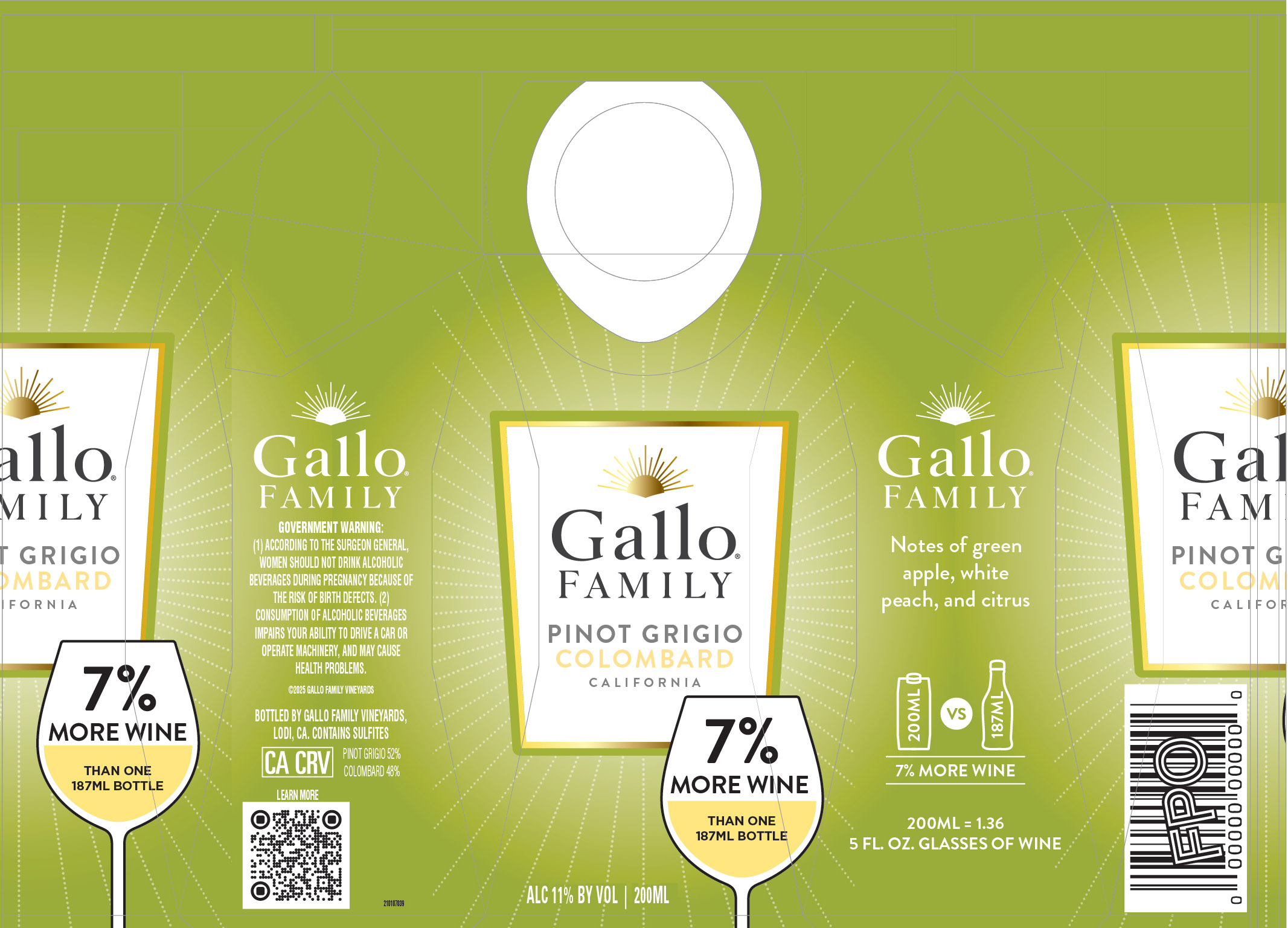 TABC label artwork for Gallo Family Pinot Grigio, Colombard California (200ml)
