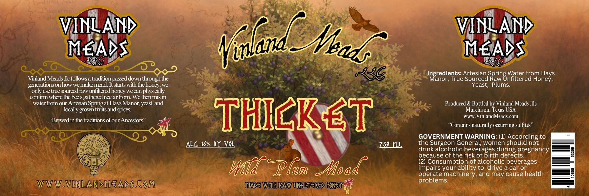 TABC label artwork for VINLAND MEADS, LLC THICKET WILD PLUM MEAD