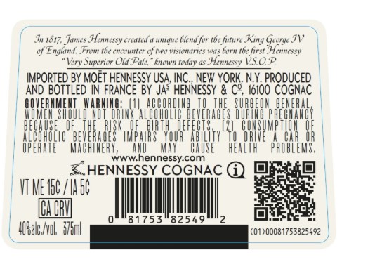 TABC label artwork for Hennessy VSOP Cognac