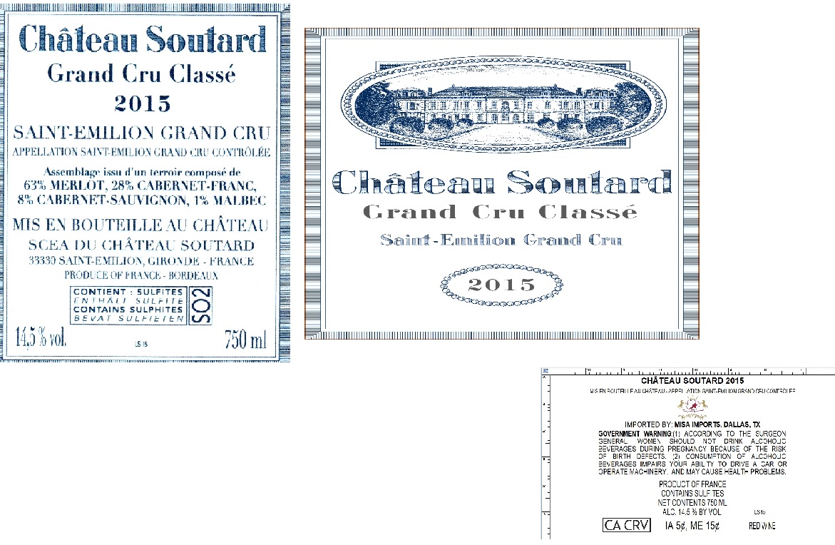 TABC label artwork for CHATEAU SOUTARD GRAND CRU CLASSE SAINT-EMILION GRAND CRU