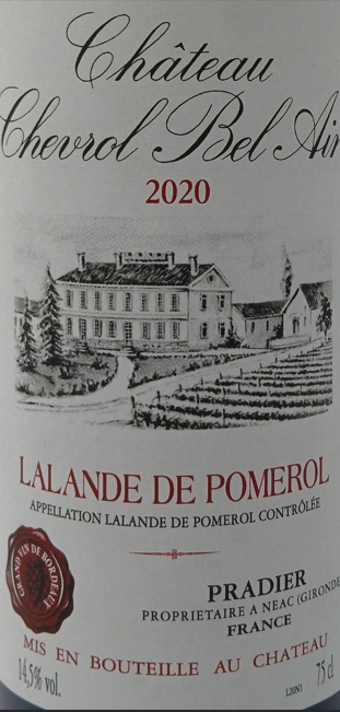 TABC label artwork for CHATEAU CHEVROL BEL AIR LALANDE DE POMEROL