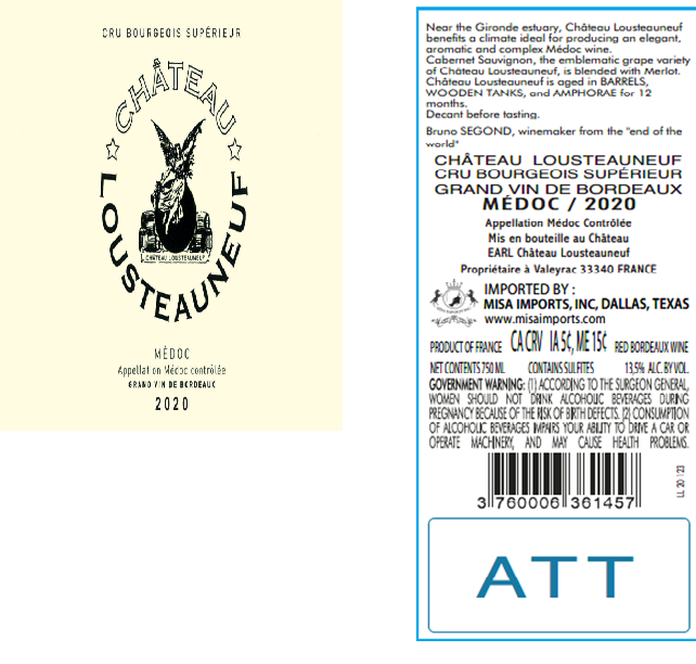 TABC label artwork for CHATEAU LOUSTEAUNEUF MEDOC
