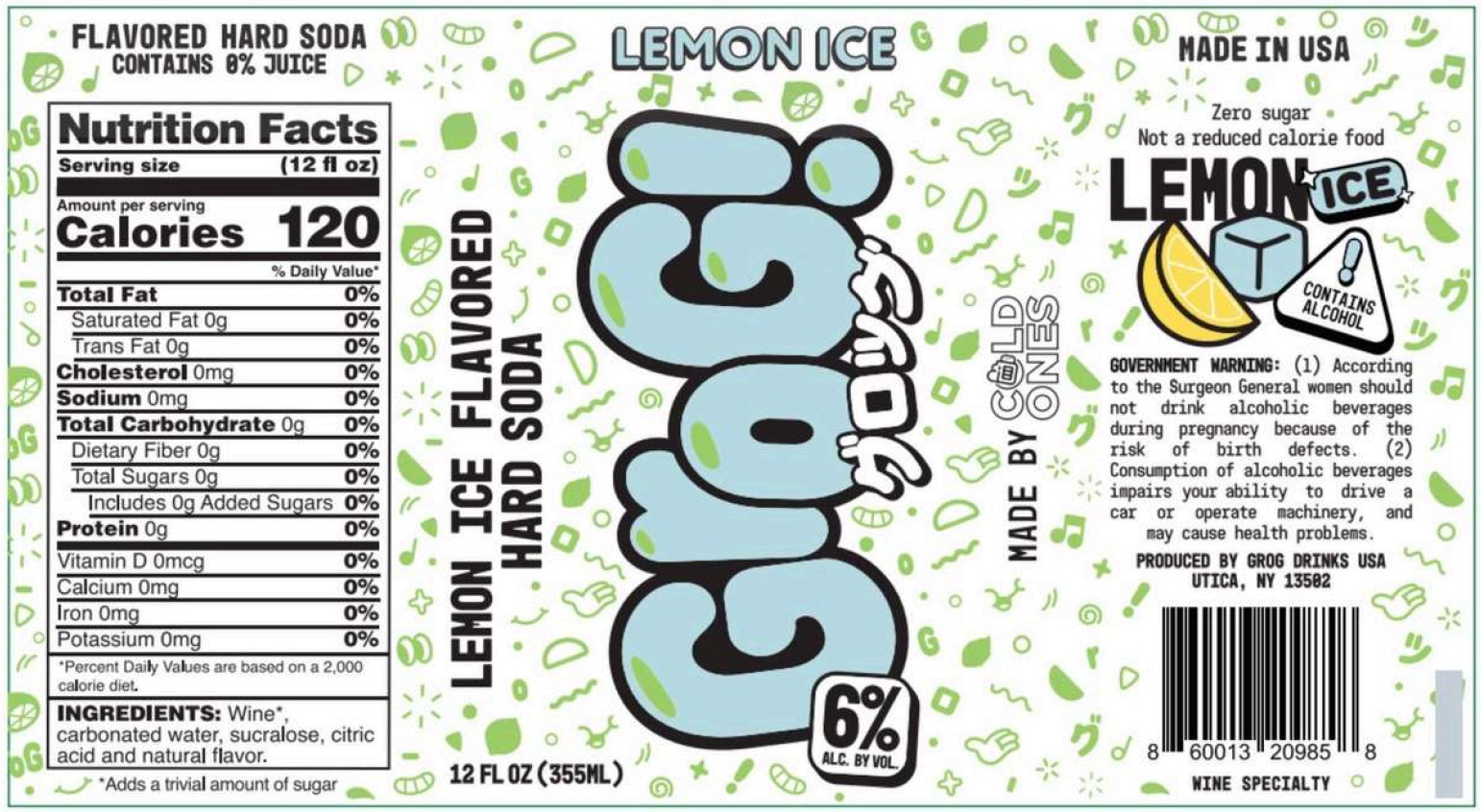 TABC label artwork for Grog Drinks Lemon Ice
