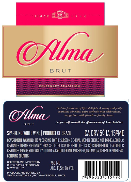 TABC label artwork for Alma Brut Sparkling Wine