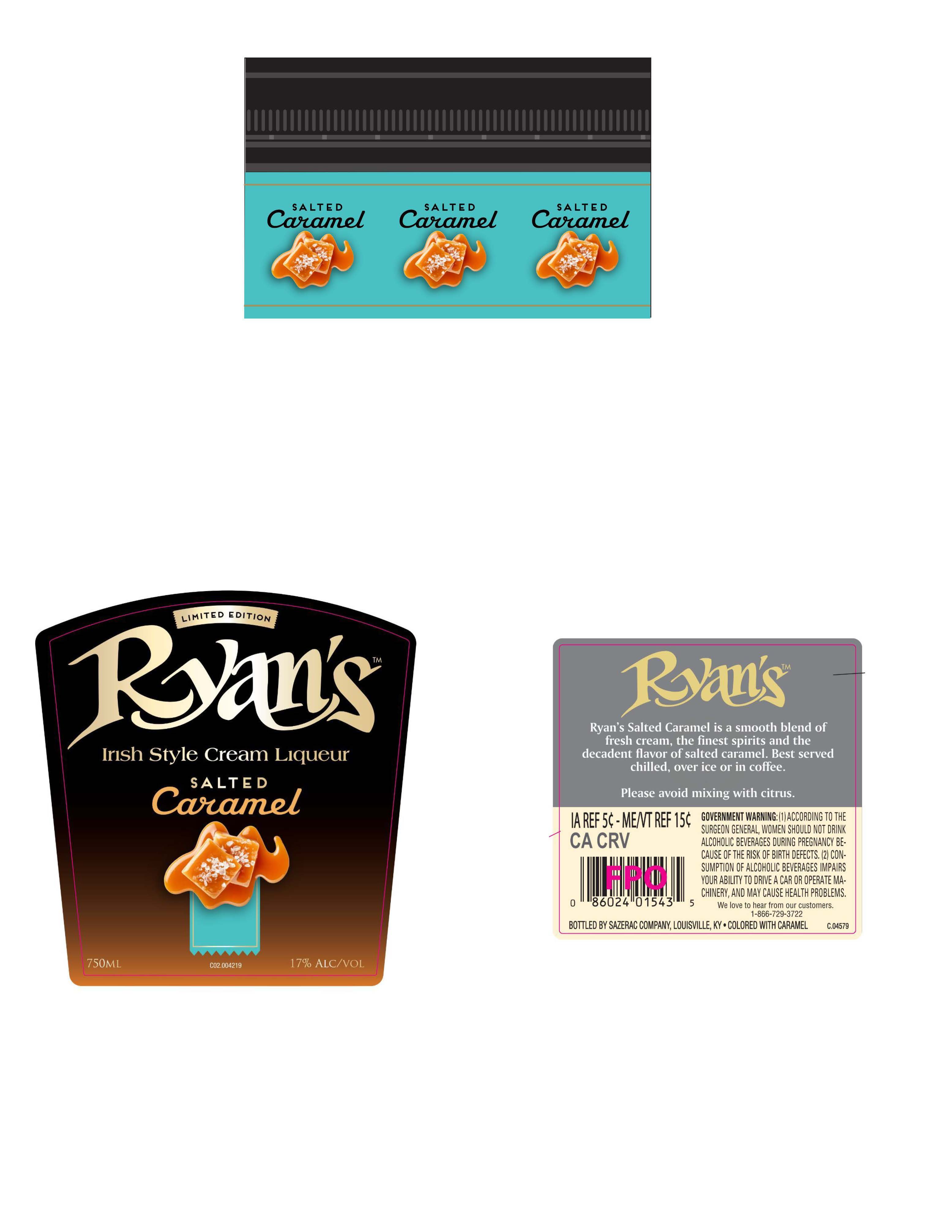 TABC label artwork for Ryan's Salted Caramel 750ml