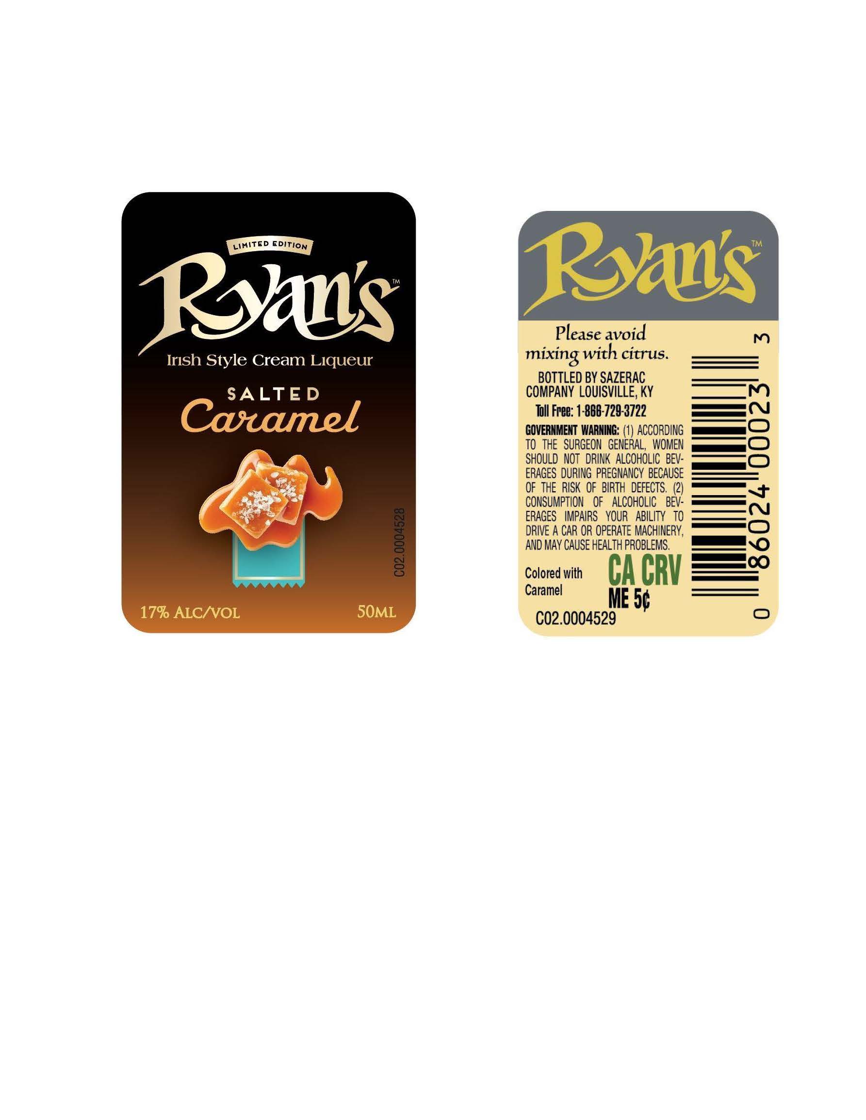 TABC label artwork for Ryan's Salted Caramel 50ml