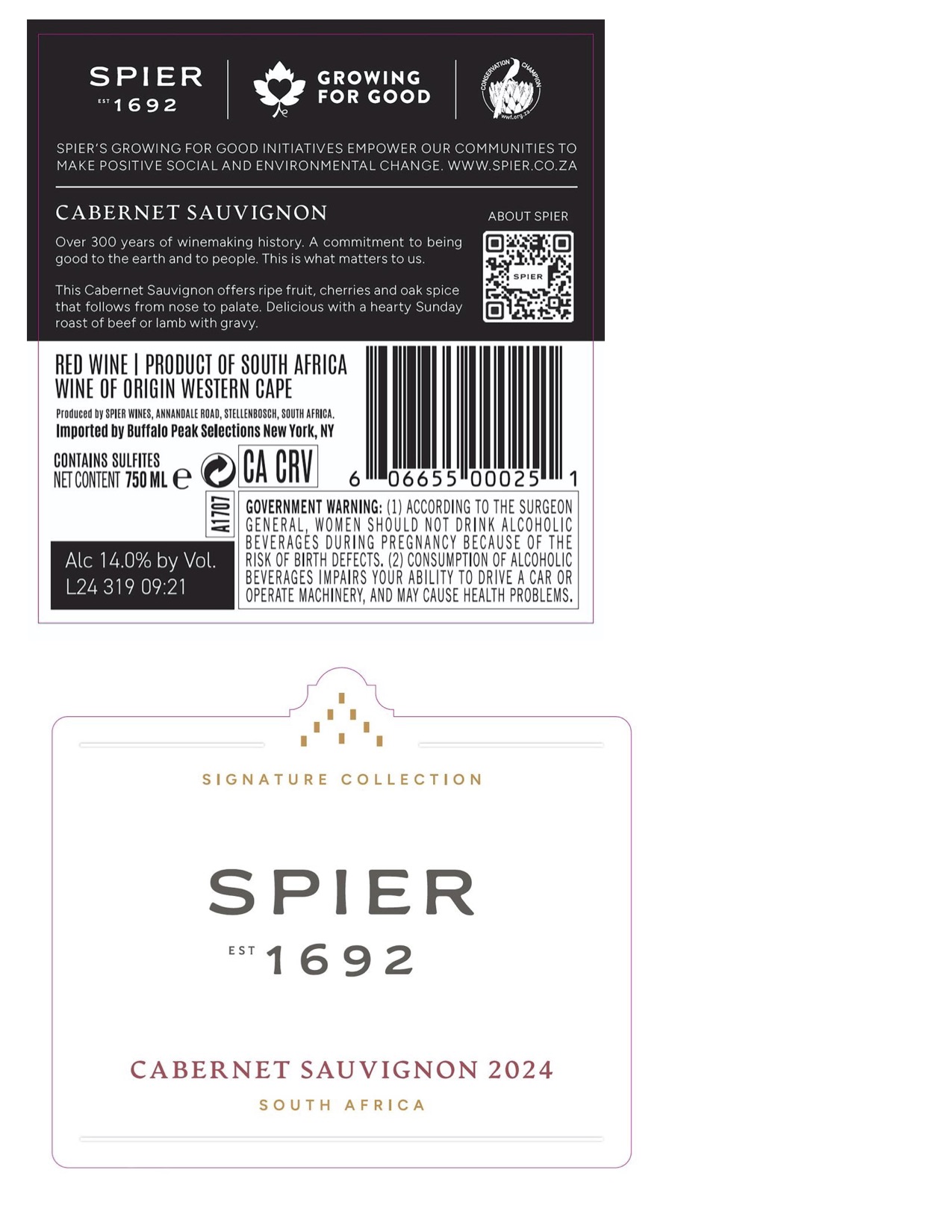 TABC label artwork for Spier Cabernet Sauvignon