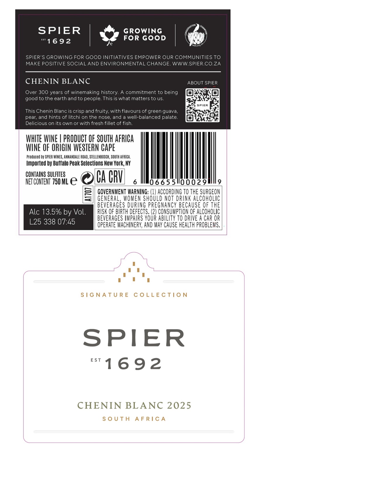 TABC label artwork for Spier Chenin Blanc