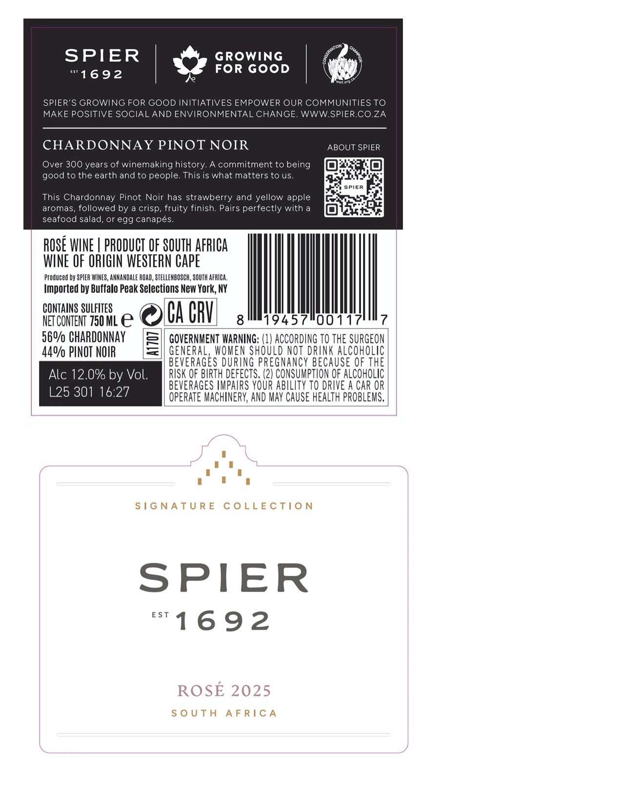 TABC label artwork for Spier Rose