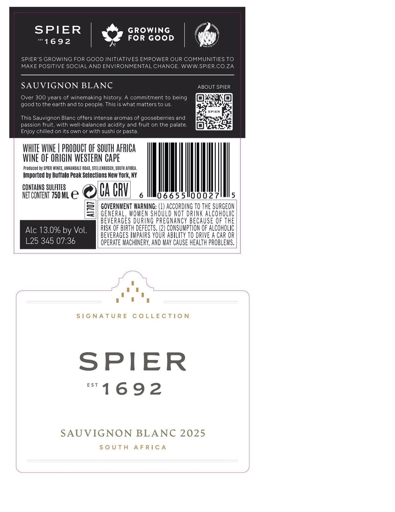 TABC label artwork for Spier Sauvignon Blanc