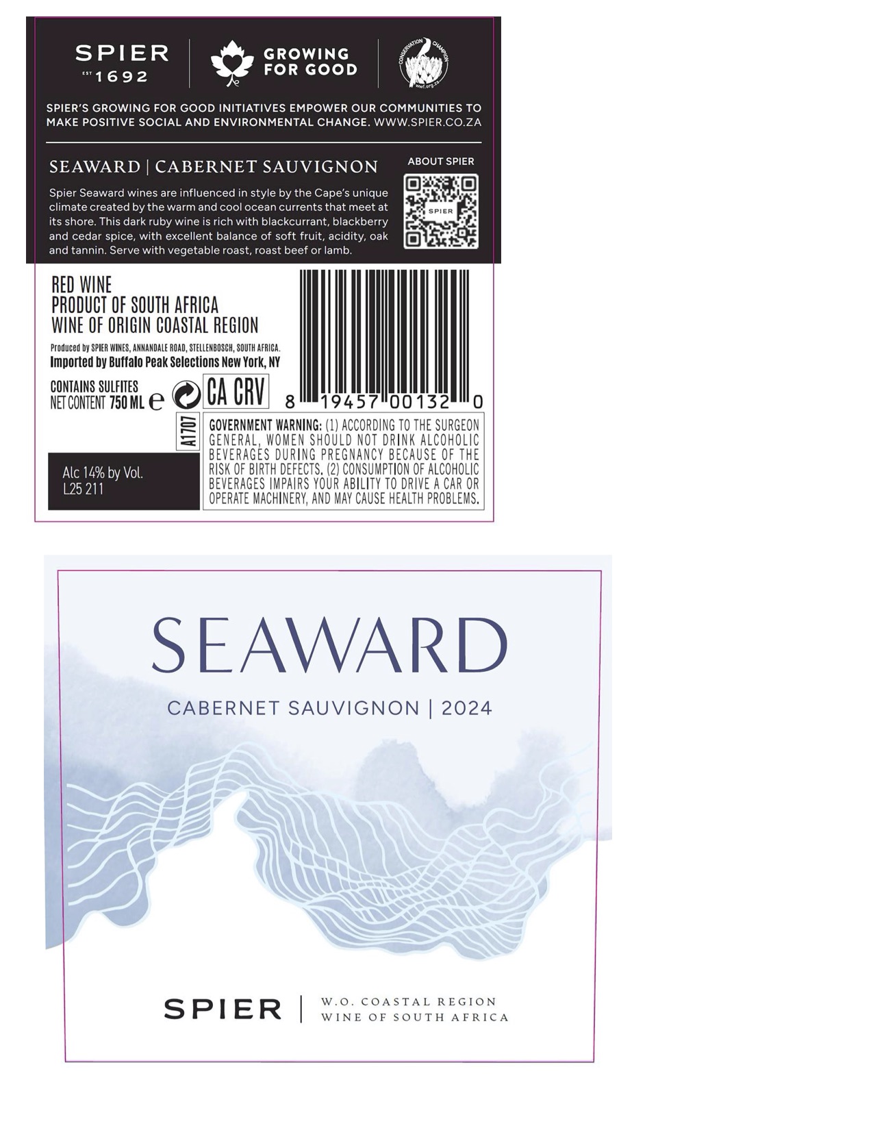 TABC label artwork for Spier Seaward Cabernet Sauvignon