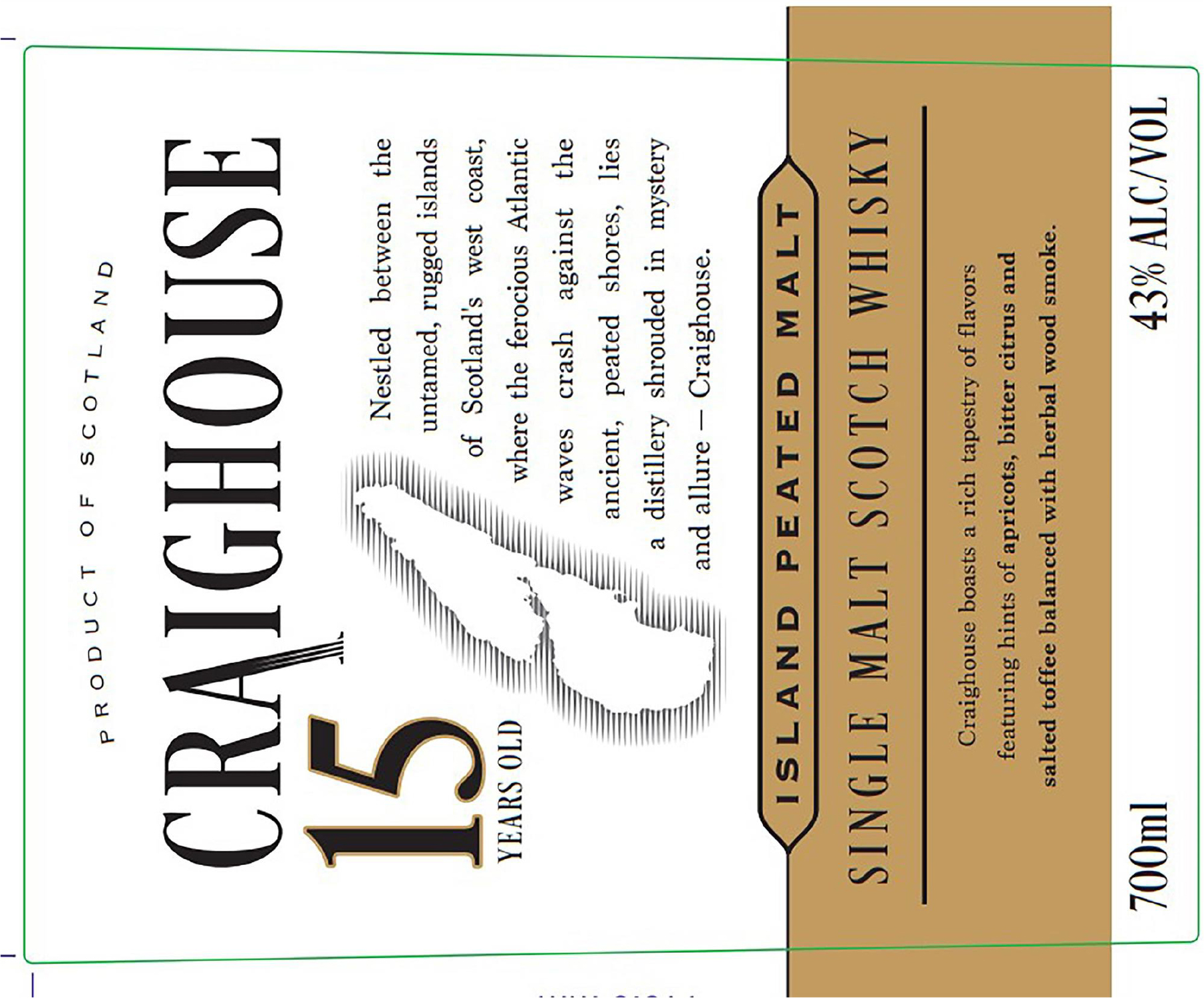 TABC label artwork for Craighouse 15 Year Single Malt Scotch Whisky