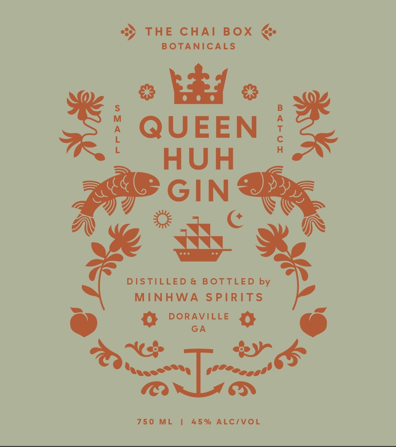 TABC label artwork for Minhwa Spirits Queen Huh Gin