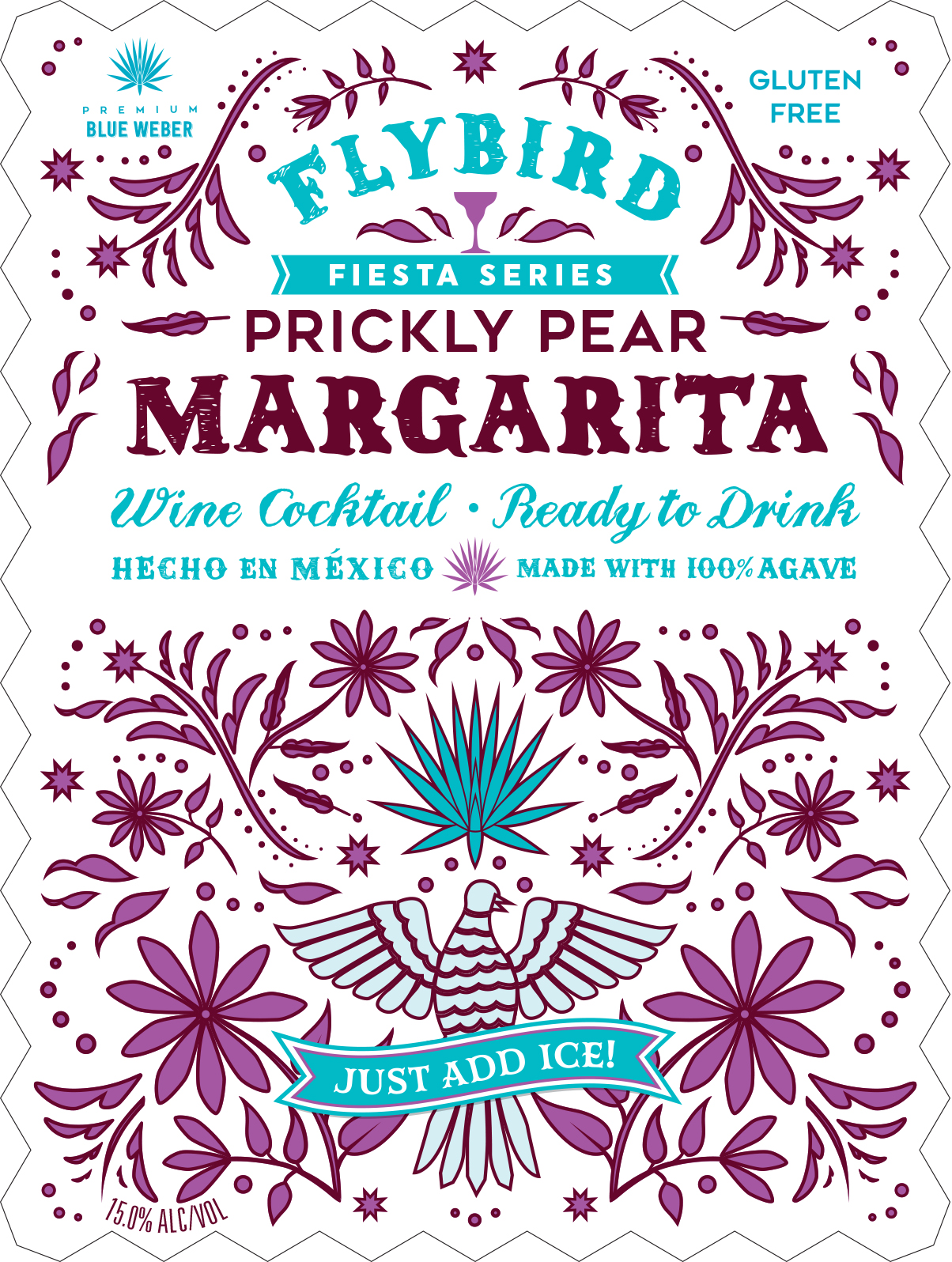 TABC label artwork for Flybird Prickly Pear Margarita