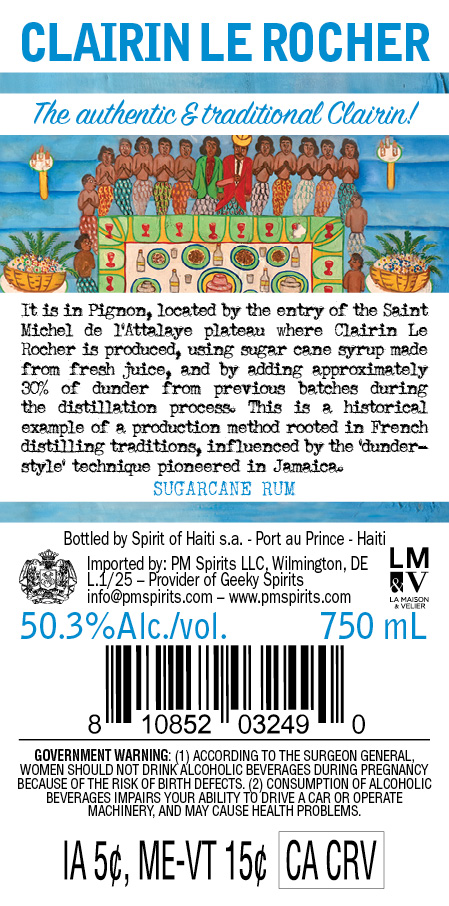 TABC label artwork for Spirit of Haiti Clairin Le Rocher