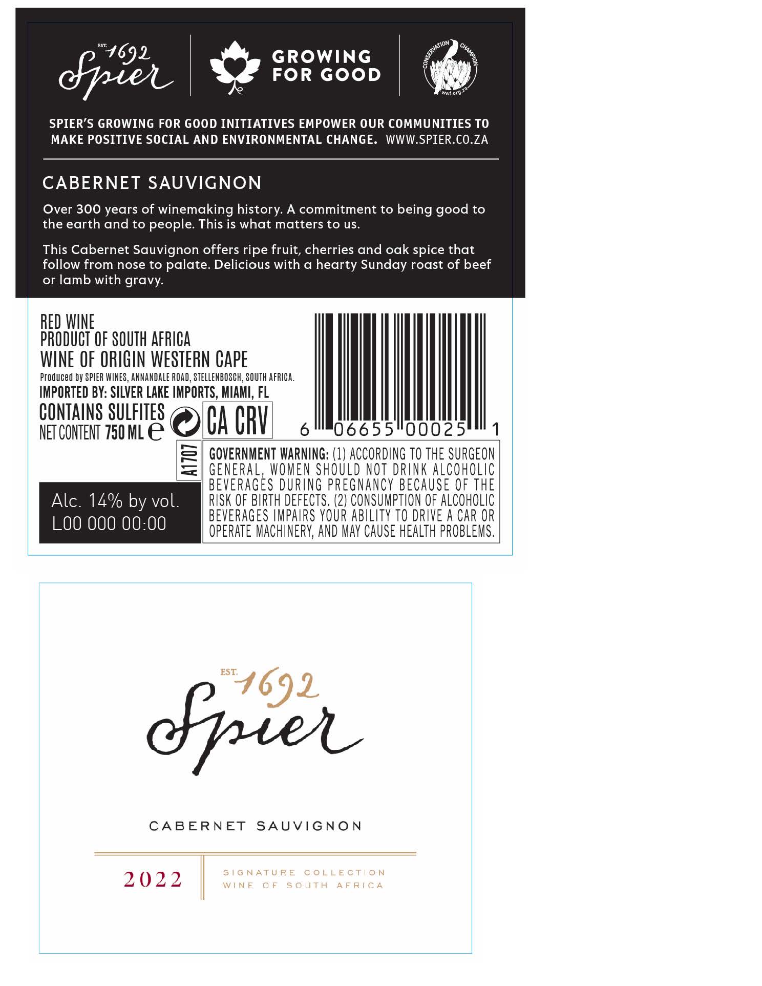 TABC label artwork for Spier Cabernet Sauvignon