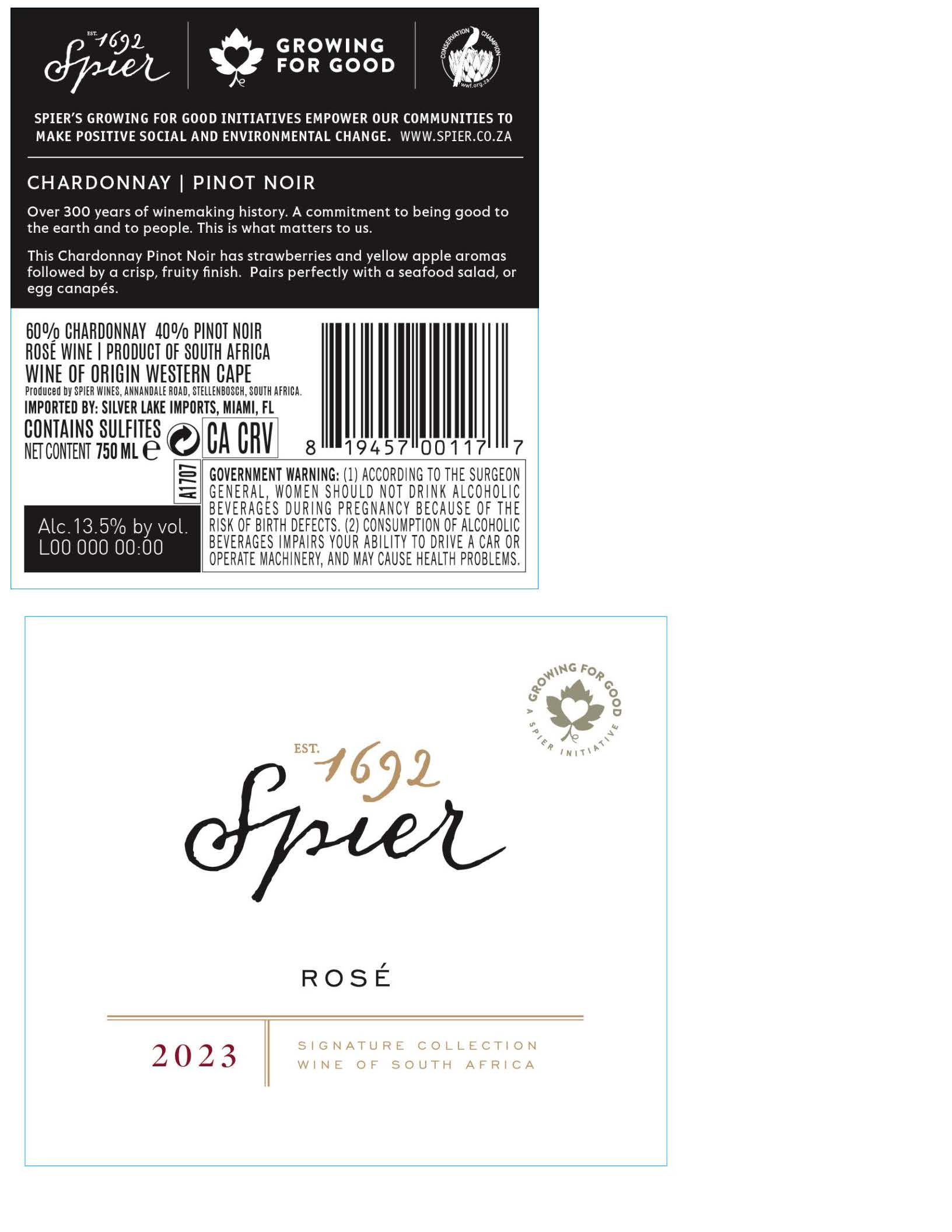 TABC label artwork for Spier Rose
