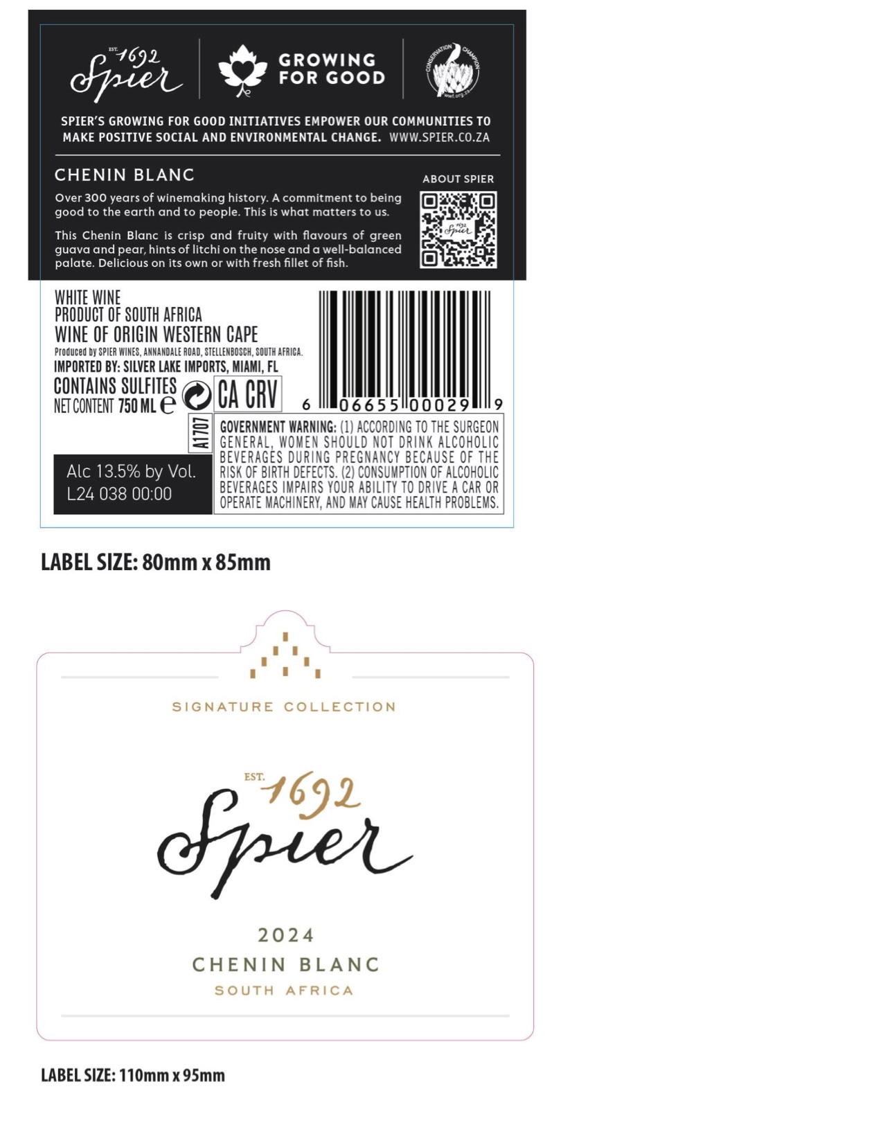 TABC label artwork for Spier Chenin Blanc