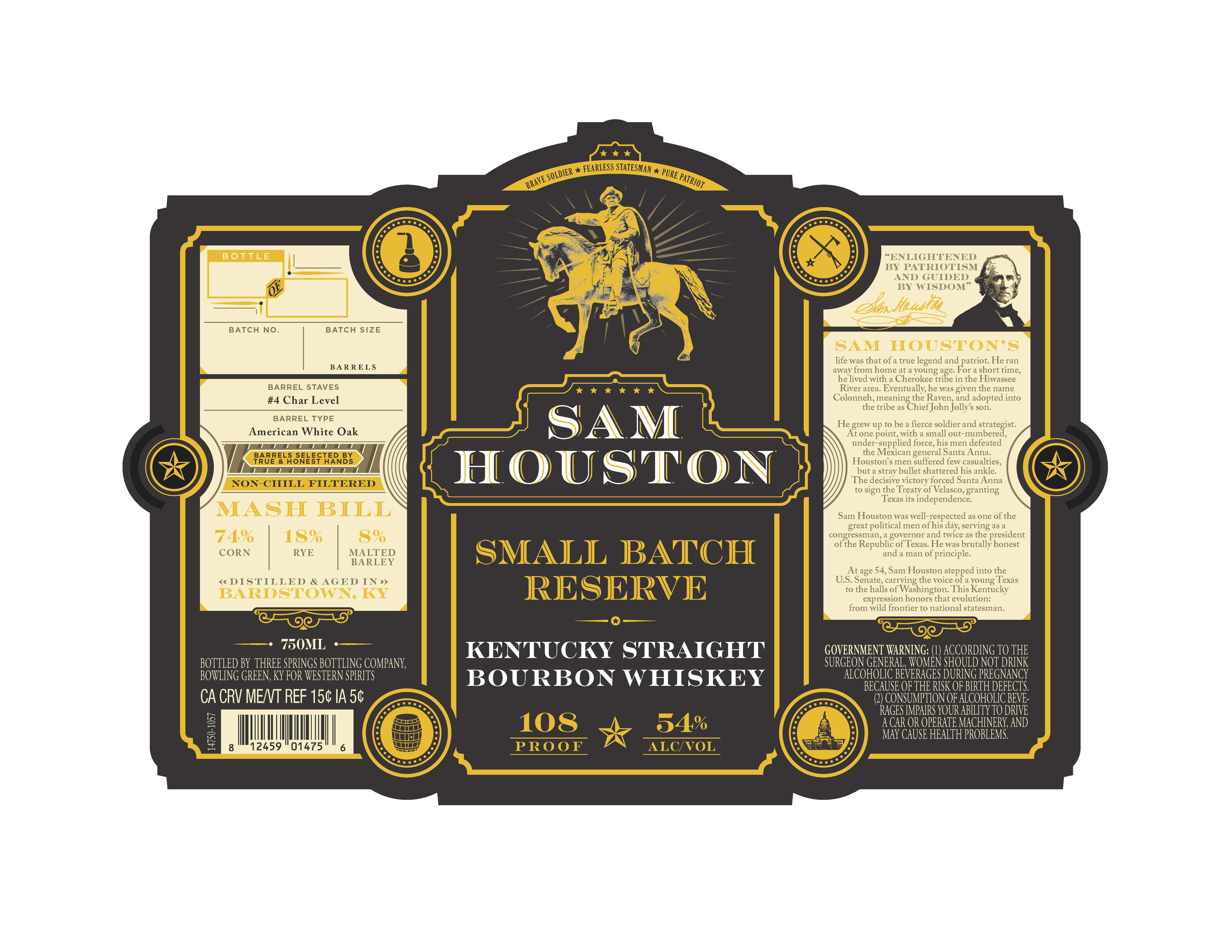 TABC label artwork for Sam Houston Small Batch Reserve