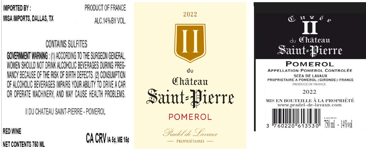 TABC label artwork for II CHATEAU SAINT-PIERRE POMEROL