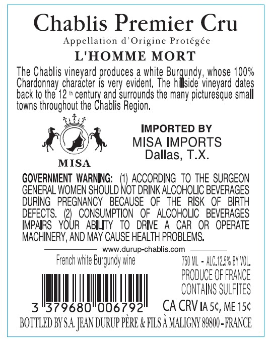 TABC label artwork for DURUP L'HOMME MORT