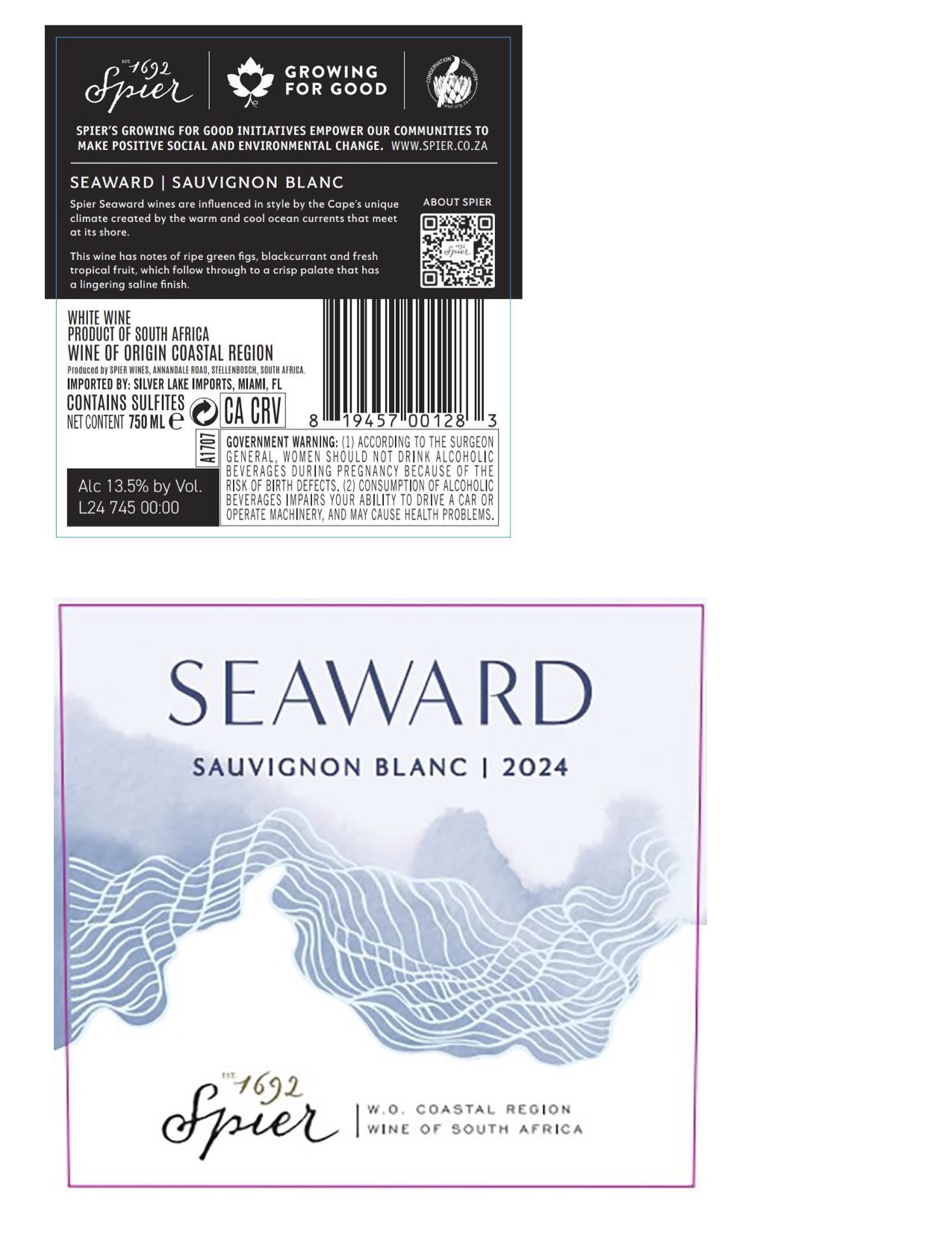 TABC label artwork for Spier Seaward Sauvignon Blanc
