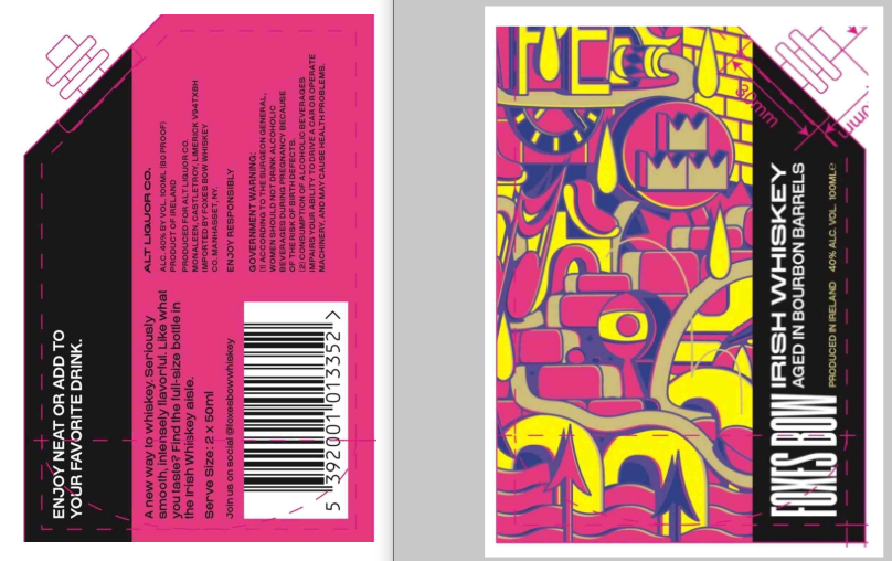 TABC label artwork for Foxes Bow Whiskey Pouch