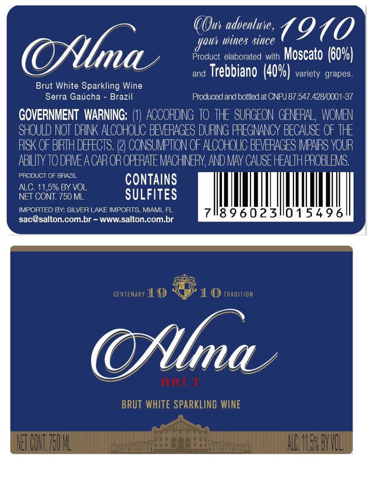 TABC label artwork for Alma Brut Sparkling Wine