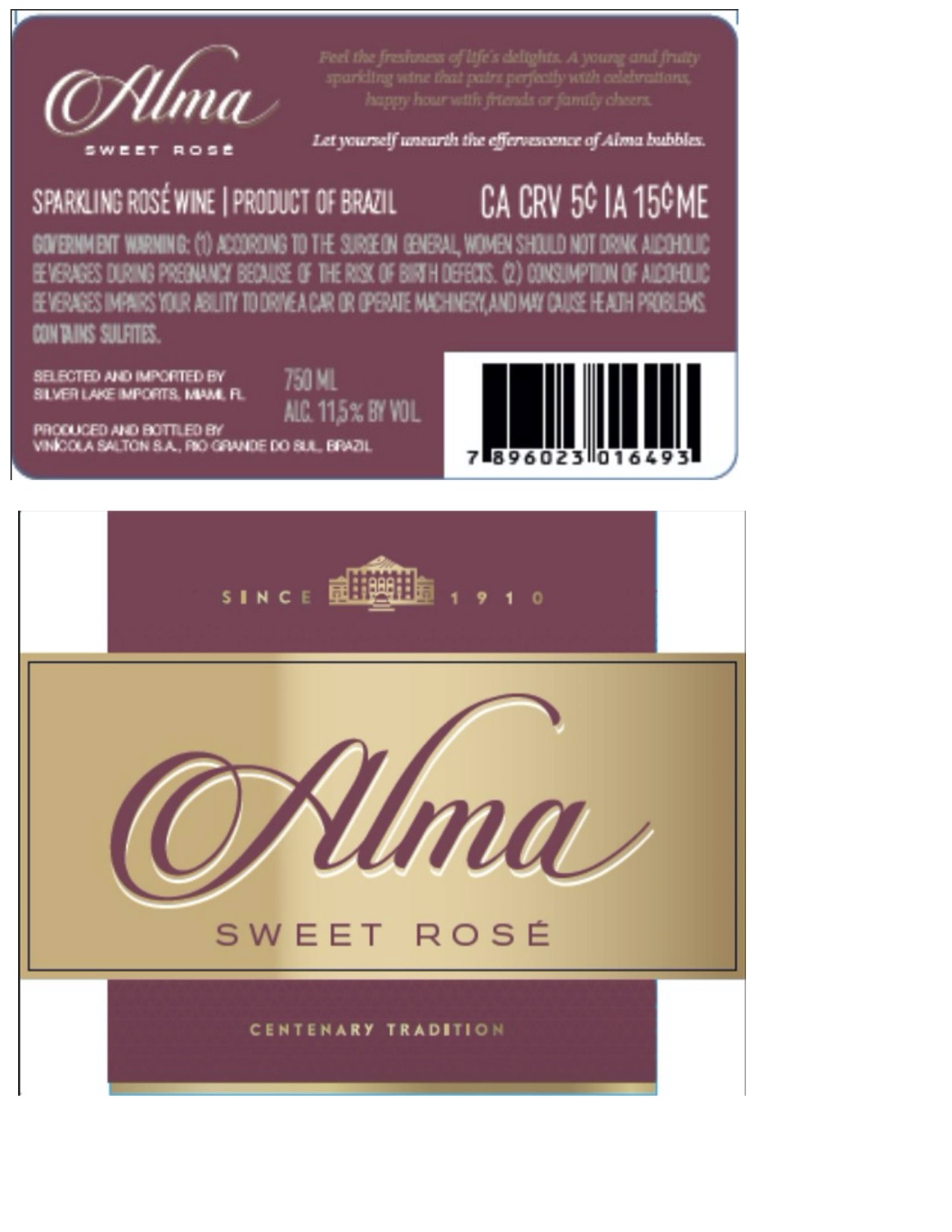 TABC label artwork for Alma Sweet Rose Sparkling Wine