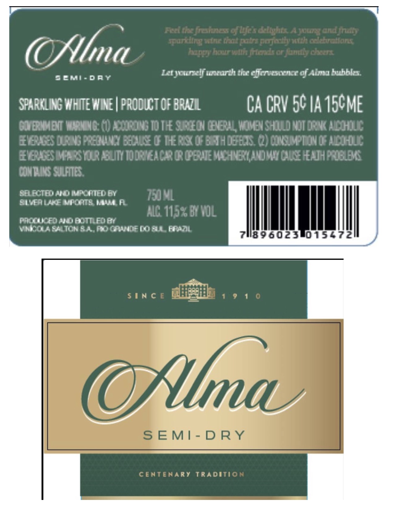 TABC label artwork for Alma Semi-Dry Sparkling Wine