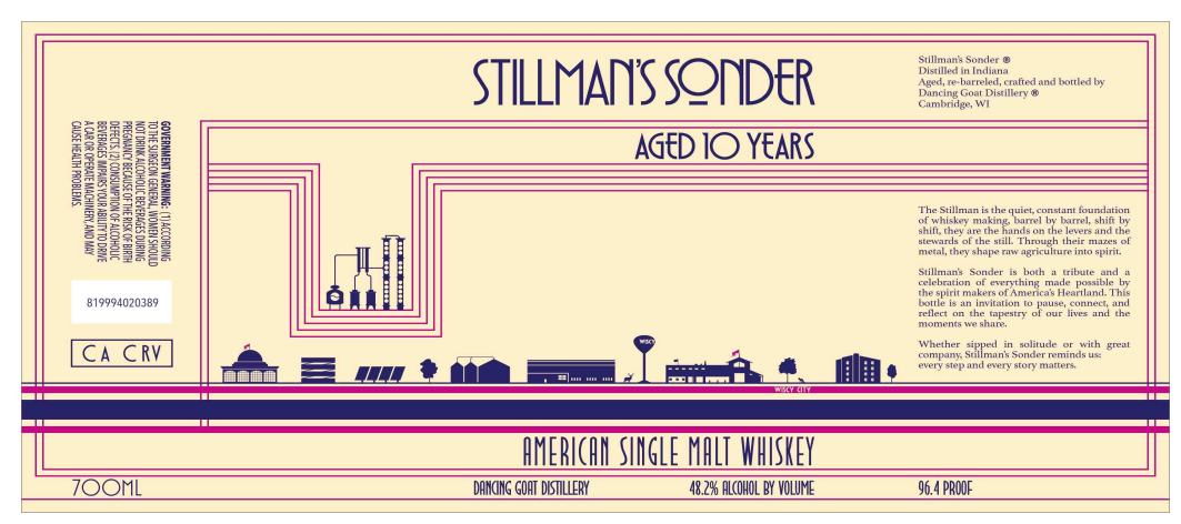 TABC label artwork for Stillman's Sonder Whiskey